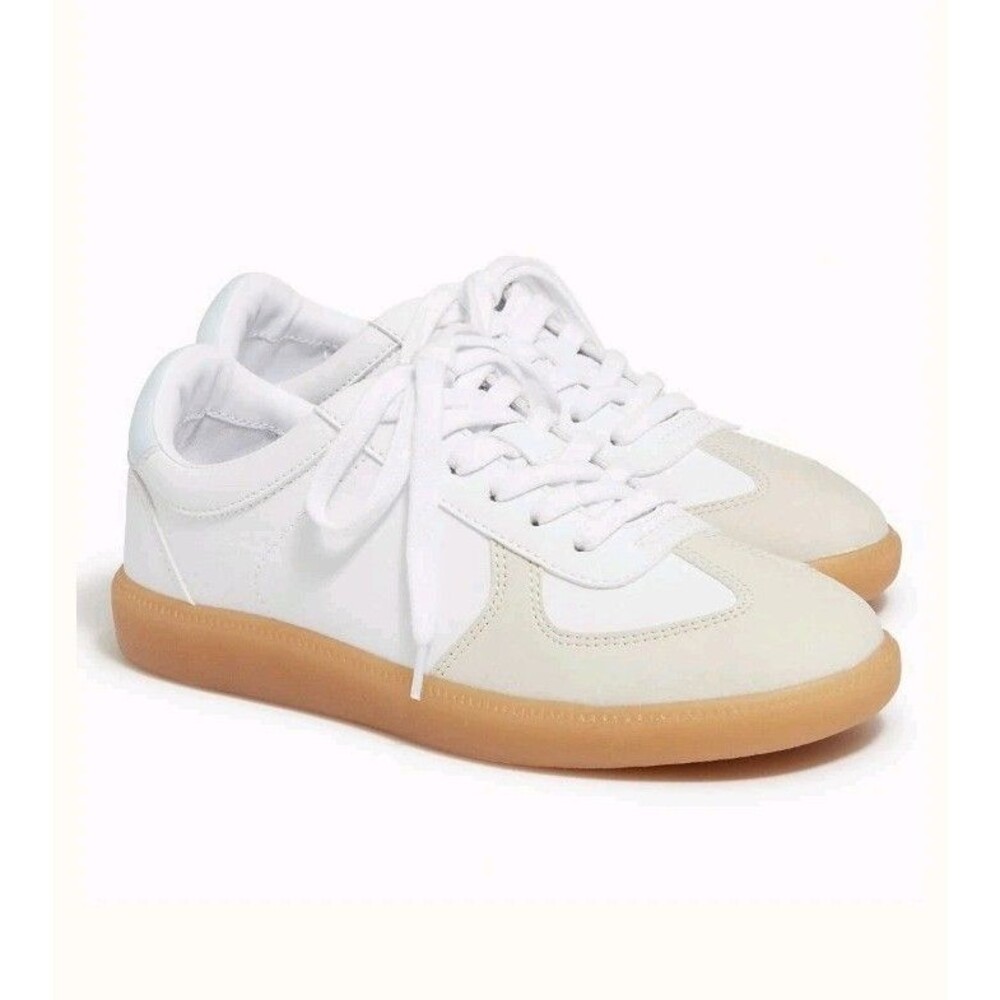J.Crew City Tour Sneakers CA764 White Beige Suede Gum Sole Women’s 8H